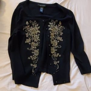 Black beaded sweater. Retro or vintage style.
